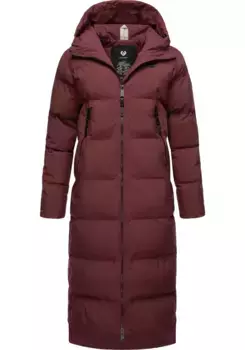 Зимнее пальто в стиле рэгвир "Patrise", удлиненное женское зимнее стеганое пальто с разрезами Ragwear, красный
