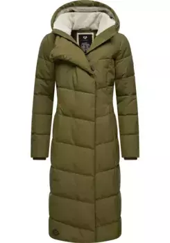 Зимнее пальто в стиле рэгвир "Pavla Long", удлиненная зимняя парка с плюшевой подкладкой и капюшоном Ragwear, оливковый