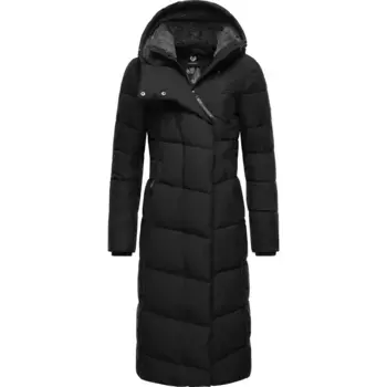 Зимнее пальто в стиле рэгвир "Pavla Long", удлиненная зимняя парка с плюшевой подкладкой и капюшоном Ragwear, черный