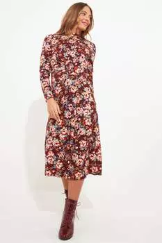Зимнее платье из джерси с цветочным принтом Joe Browns, красный