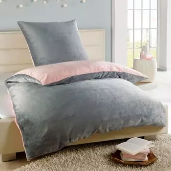 Зимнее плюшевое двустороннее постельное белье Nicky-Teddy 'Cashmere Touch' 135 - 155 - 200х200, цвет: СЕРЕБРЯНО-РОЗОВЫЙ, размер: 135 х 200 см MALIKA