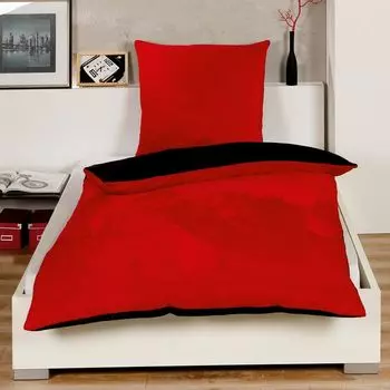 Зимнее плюшевое двустороннее постельное белье Nicky-Teddy 'Cashmere Touch' 135 - 155 - 200х200, цвет: ЧЕРНО-КРАСНЫЙ, размер: 155 х 220 см MALIKA