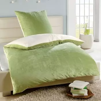 Зимнее плюшевое двустороннее постельное белье Nicky-Teddy 'Cashmere Touch' 135 - 155 - 200х200, цвет: БЕЖЕВО-ЗЕЛЕНЫЙ, размер: 200 х 200 см MALIKA