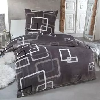 Зимнее плюшевое постельное белье Malika Cuddly кашемир на ощупь с наволочкой 80x80 теплее, чем BIBER или фланель, размер: 200x200 + 2x 80x80, дизайн - мотив: дизайн 3