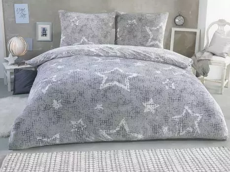 Зимнее плюшевое постельное белье Nicky-Teddy кашемир коралловый флис 135х200 155х220 200х200 наволочка 80х80 разные узоры, размер: 200 х 200 см, дизайн - мотив: STAR SILVER MALIKA