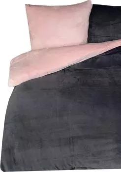 Зимнее постельное белье 155х200 см Тедди плюш однотонное розовое теплое флисовое комфортного размера One-Home