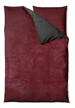 Зимнее постельное белье тедди плюш Nicki однотонное пушистое приятное теплое мягкое флисовое, цвет: двусторонний бордовый/антрацит, размер: 4 шт. 155 х 220 см One-Home