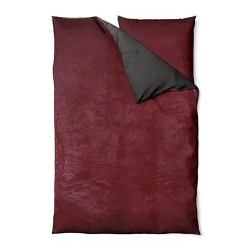 Зимнее постельное белье Teddy Plush 135х200 + 80х80 пододеяльник Cashmere Touch Nicki Uni/Двусторонний Бордо Антрацит Visaggio