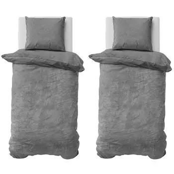 Зимнее постельное белье teddy plush 135х200 + пододеяльник 80х80 Cashmere Touch Nicki однотонный/двусторонний серый, 4 шт Visaggio