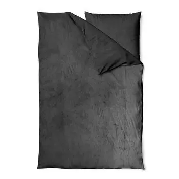 Зимнее постельное белье teddy plush 155х220 + 80х80 пододеяльник Cashmere Touch Nicki Uni/двусторонний антрацит Visaggio