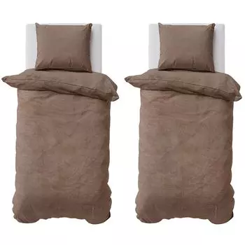 Зимнее постельное белье Teddy Plush 135х200 + пододеяльник 80х80 Cashmere Touch Nicki Uni / Reversible Nougat, 4 шт Visaggio