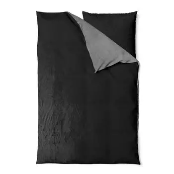 Зимнее постельное белье Teddy Plush 155х220 + 80х80 пододеяльник Cashmere Touch Nicki Uni/Двусторонний Черный Серый Visaggio