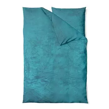 Зимнее постельное белье teddy plush 155х220 + 80х80 пододеяльник Cashmere Touch Nicki Uni/двусторонний бирюзовый Visaggio