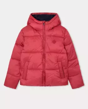 Зимнее утепленное пальто с капюшоном и застежкой-молнией Hackett, красный