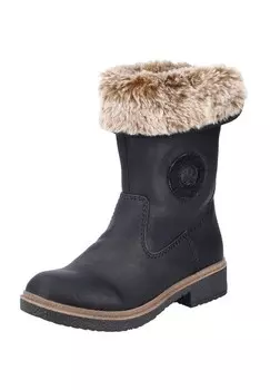 Зимние ботильоны, на блочном каблуке, на подкладке, женские Rieker, цвет 00 Schwarz/black/