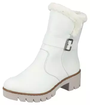 Зимние ботильоны Rieker с декоративной пряжкой, белый