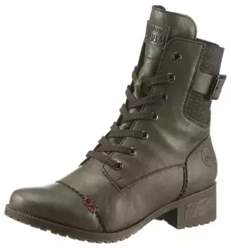 Зимние ботильоны Rieker, с декоративными ремешками на голенище, узкая форма, хаки