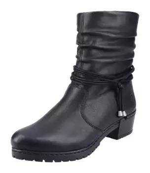 Зимние ботильоны Rieker с декоративными ремешками, черный