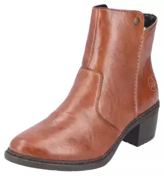 Зимние ботильоны Rieker с тисненым логотипом на пятке, коричневый