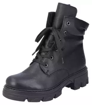 Зимние ботильоны Rieker со шнуровкой вокруг голенища, черный