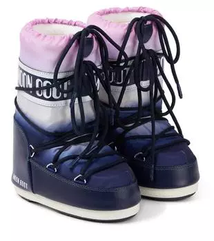 Зимние ботинки Icon с отделкой из искусственной кожи Moon Boot Kids, синий