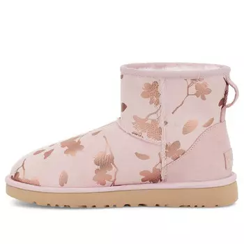 Зимние ботинки классические мини с цветочным рисунком, розовые, красные, с флисовой подкладкой Ugg, красный