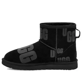 Зимние ботинки классические мини с разбросанной графикой Ugg, черный