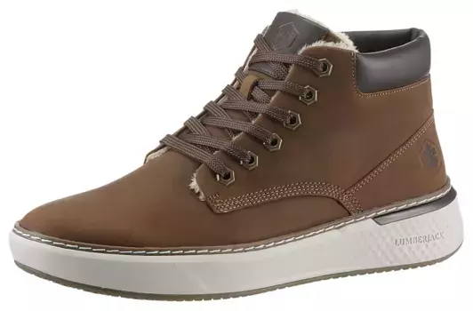 Зимние ботинки LUMBERJACK, с мягким краем голенища, повседневная обувь, обувь на шнуровке, коричневый