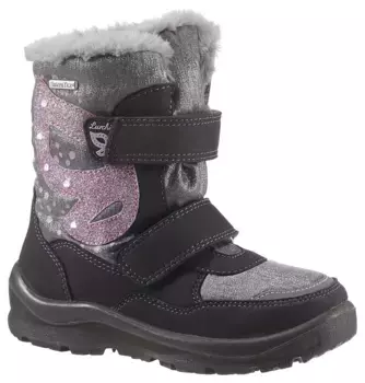 Зимние ботинки Lurchi "KIOKO-SYMPATEX Flashing Shoes WMS: широкие", с дополнительными блестящими деталями, цвет Lila-Glitzer-Schmetterling