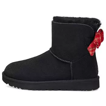 Зимние ботинки мини-бейли с бантом и клетчатой лентой Ugg, черный