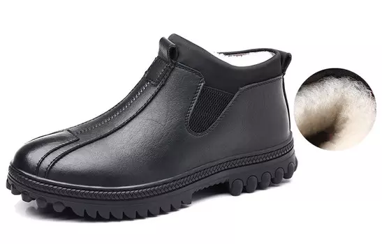 Зимние ботинки мужские Vanssi, цвет Black Fleece-Lined