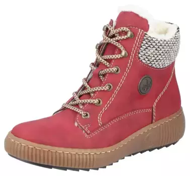 Зимние ботинки Rieker с контрастными декоративными швами, цвет Rot-Kombiniert