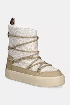 Зимние ботинки Tommy Hilfiger на шнуровке MONOGRAM SNOWBOOT, бежевый