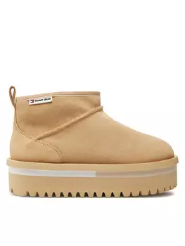 Зимние Ботинки Tommy Jeans Tjw Suede Flatform Boot Wl EN0EN02599, бежевый