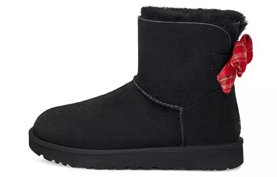Угги UGG Mini Bailey Bow Plaid Ribbon 'Black Red' Women's