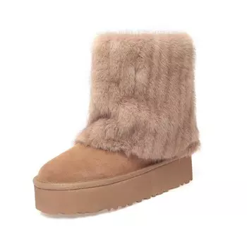 Зимние ботинки женские Bai Shiting, цвет Brown mid-rise boots