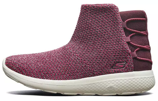 Зимние ботинки женские бордовые/белые Skechers