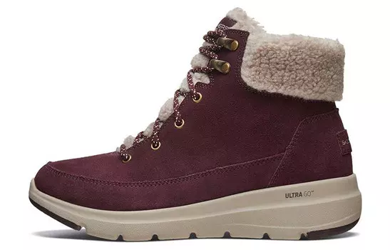 Зимние ботинки женские бордовые Skechers