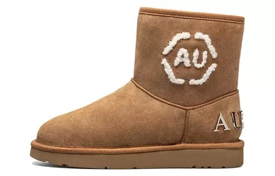 Зимние ботинки женские каштановые Au&Mu