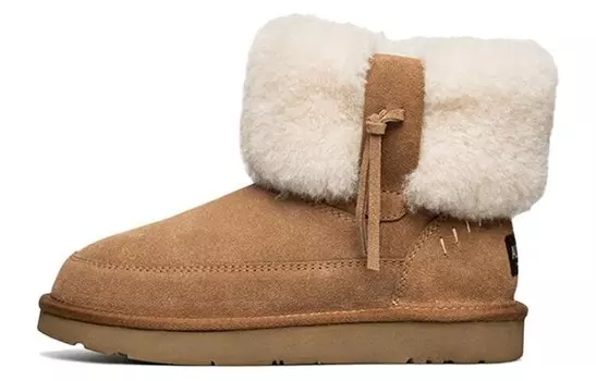 Зимние ботинки женские каштановые Au&Mu