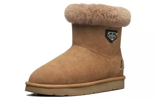 Зимние ботинки женские каштановые Au&Mu