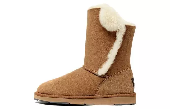 Зимние ботинки женские каштановые Au&Mu