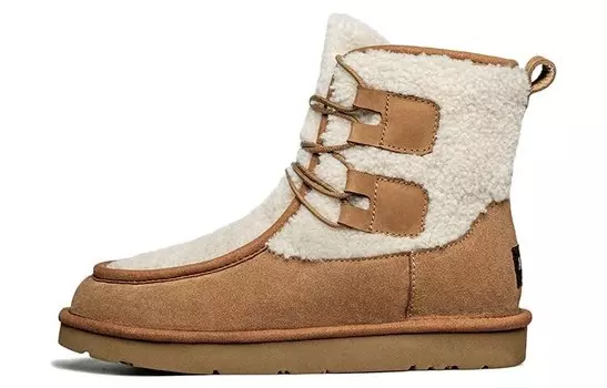 Зимние ботинки женские каштановые Au&Mu