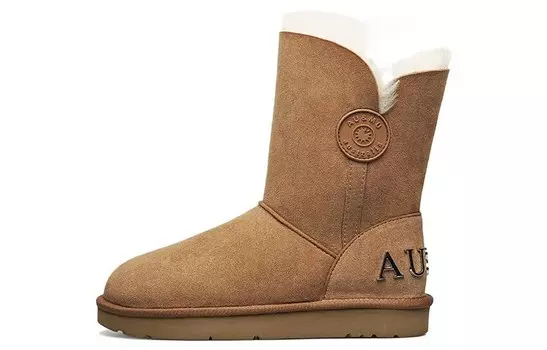 Зимние ботинки женские каштановые Au&Mu