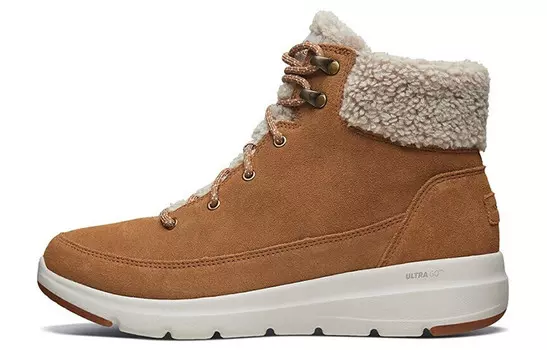Зимние ботинки женские каштановые Skechers