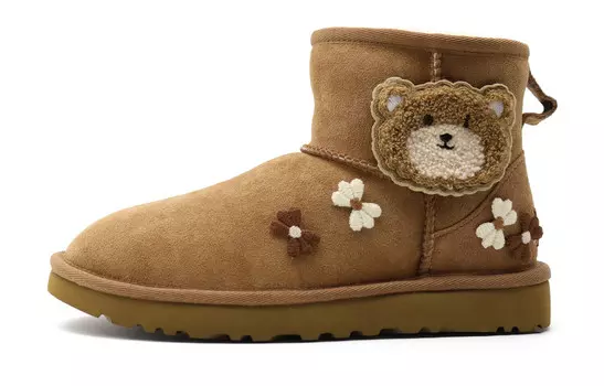 Зимние ботинки женские каштановые Ugg