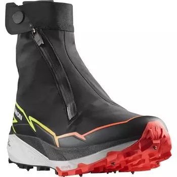 Зимние кроссовки с перекрестными шипами Salomon, цвет Black/Fiery Coral/Safety Yellow