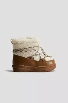 Зимние сапоги с флисом тедди H&M, бежевый