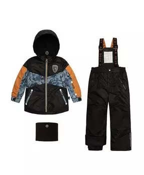 Зимний комбинезон-двойка для мальчика, черный с горным принтом Deux par Deux, черный