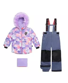 Зимний комбинезон из двух частей для девочек Nightshadow Blue с принтом Единороги в облаках — для малышей|ребенок Deux par Deux, мультиколор